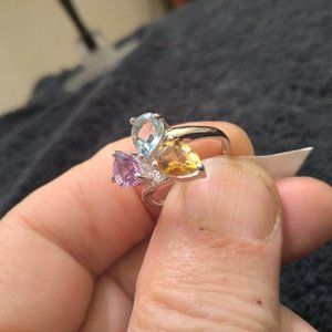 White Gold Rhodium Over Solid Sterling Silver 0.9 CTW Amethyst 0.9 CTW Citrine